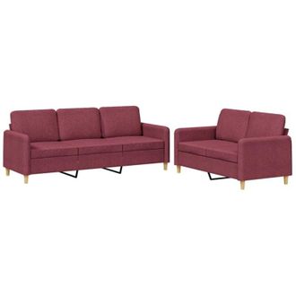 vidaXL Juego De Sof&aacute;s Con Cojines 2 Piezas Tela Rojo Tinto Vidaxl