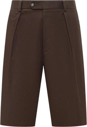 HUGO BOSS Beckham Pleated Shorts - Heren - Korte Broeken - Bruin - S - Katoen - Korte Broeken