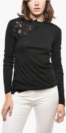 Ermanno Scervino Merino Wool Sweater with Lace Detail size 40