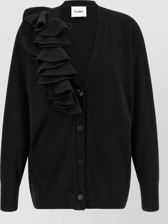 Nude ruffle cardigan