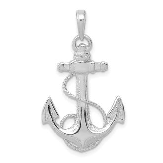 Diamond2Deal 14K White Gold Anchor Rope Pendant