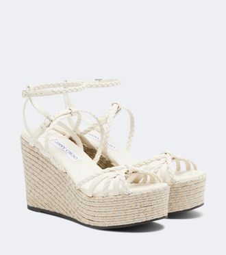 Jimmy Choo London Nyra braided leather espadrille wedges