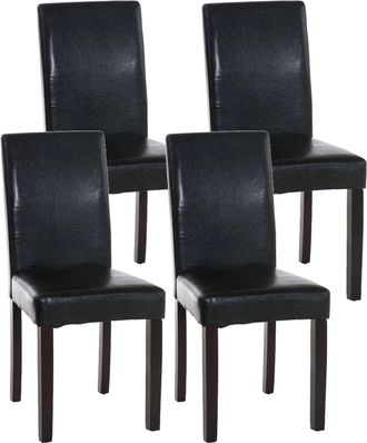 Clp Set De 4 Sillas De Comedor Ina En Polipiel Negro Marr&oacute;n Oscuro