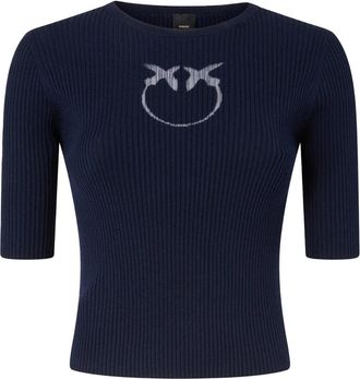 Pinko Transparent Logo Truien - Dames - T-shirts - Blauw - XS - Katoen - Tops
