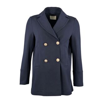 Circolo 1901 Double-Breasted Coats, female, Blue, Size: 2XS Peacot Fleece