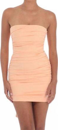 Lucy in the Sky Strapless Bow Back Dress In Orange