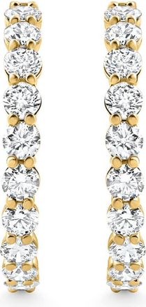 Pompeii3 3Ct Diamond Lab Grown Inside Outside Hoops 14k Gold Eearrings 1 Tall