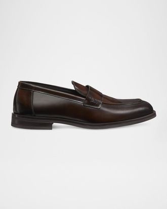 Stuart Weitzman Men & apos;s Club Brushed Leather Slip-On Loafers