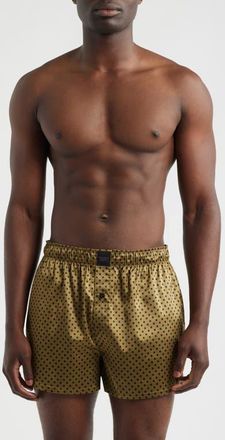 Savage x Fenty Savage X Satin Boxers in Sesame Green Dos And Dots at Nordstrom, Size Xxx-Large