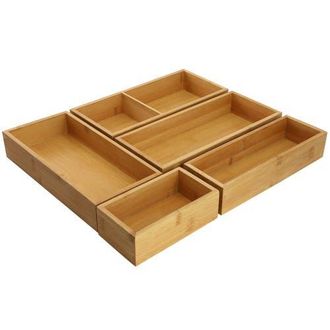 MegaChef Wood Storage and Organization Trays in Bamboo at Nordstrom, Size Medium