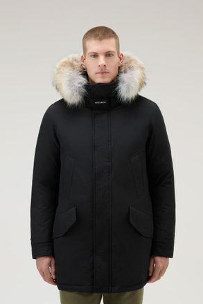 Woolrich heren Polar Parka van Ramar Cloth-stof met hoge kraag en bontrand Zwart Grootte XXL
