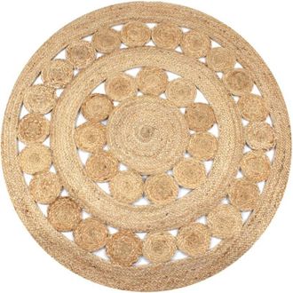 vidaXL Alfombra Redonda Con Dise&ntilde;o Yute Trenzado 120 Cm Vidaxl
