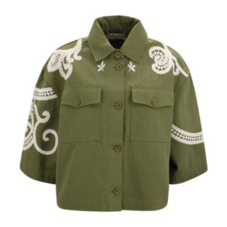 Max Mara Light Jackets, female, Green, Size: 2XS Como Shirt Jacket