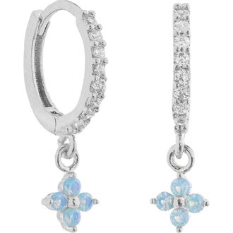 Girls Crew Blue Blossom Love Dangle Hoop Earrings in Silver at Nordstrom