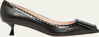 Roger Vivier I Love Vivier Mixed Leather Kitten Pumps