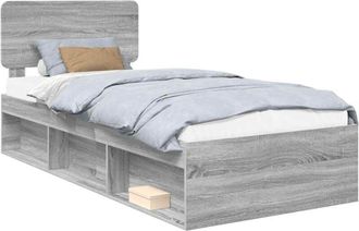 vidaXL Bed Frame Grey Sonoma 75 x 190 cm Solid Pine Wood vidaXL