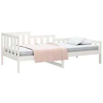 vidaXL Sof&aacute; Cama Sin Colch&oacute;n Madera Maciza De Pino Blanco 90x200 Cm Vidaxl