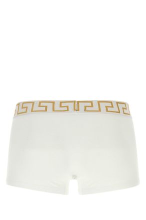 Versace Mens Underpants Low Rise Trunk Stretch Bio Cotton Jers Whitegreekgold 1.outer Fabric:elastane Intimo Underwear