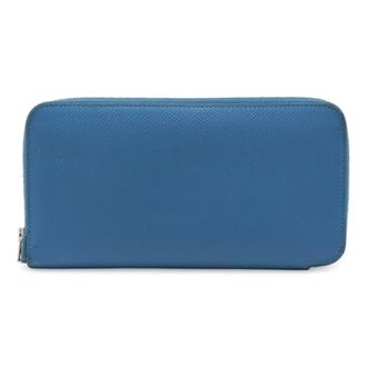 Herm&egrave;s Silkin Blue Epsom Leather Silk Long Wallet (Bi-Fold) (Pre-Owned)