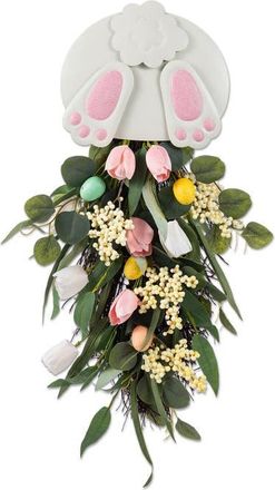 Glitzhome 26H Easter Metal Bunny & Tulip Teardrop Wall Decor in White at Nordstrom, Size Medium