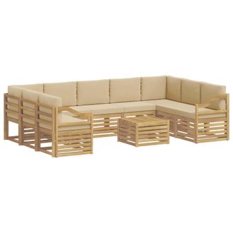 vidaXL Conjunto De Sof&aacute;s De Exterior 10 Uds. Y Beige Poli&eacute;ster Vidaxl