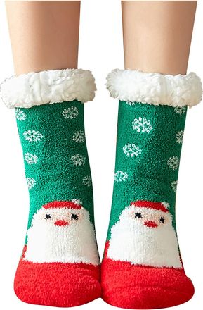 Generic Christmas Slippers for Women, Thick Warm Non Slip ChristmasSock Cute WarmSocks Non Slip Winter Sock Cosy Fleece lined ChristmasStockings for Ladies Wa