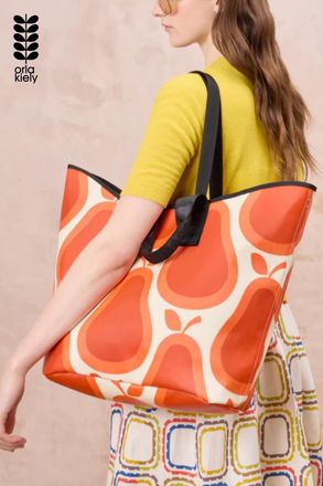 Orla Kiely Womens Red Bold Pear Print Carryall Tote With Dual Handles And Popper Fastening - One Size