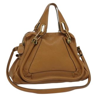 Chlo&eacute; Paraty Top Handle Bag Leather Brown Leather Handbag (Pre-Owned)