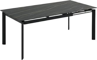 MondoViro Mesa extensible de gres efecto m&aacute;rmol negro, 120x90 cm, 76h