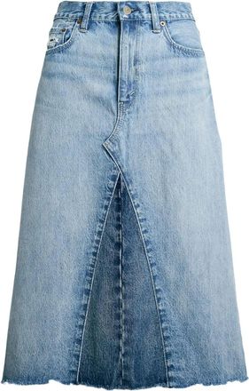 Polo Ralph Lauren Gonna denim midi con design patchwork - Blu