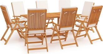 vidaXL Comedor De Jard&iacute;n 9 Piezas Con Cojines Madera Maciza De Teca Vidaxl