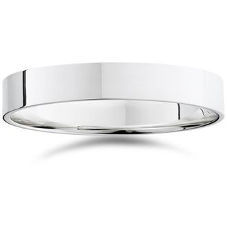 Pompeii3 4mm Flat 14K White Gold Comfort Fit Wedding Band Ring Size Selectable