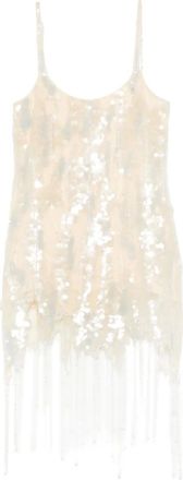 Blumarine sequinned fringed mini dress - women - Polyester/Polyamide/Spandex/Elastane/Viscose/Acrylic/PVC/Polyester/glass - 40 - Neutrals