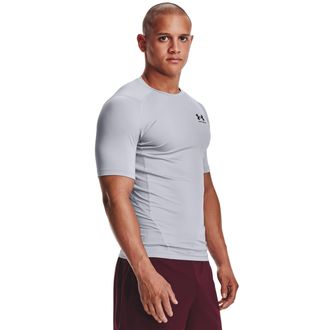 Under Armour Mens HeatGear Compression Short-Sleeve T-Shirt, Mod Gray (011)/Black, L