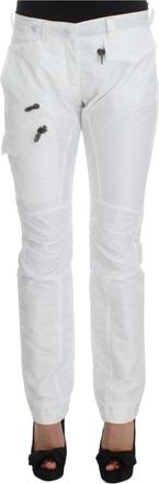 Ermanno Scervino Witte Nylon Gewatteerde Slim Fit Cargobroek - Dames - Slim Fit Broeken - Wit - S - Nylon - Broeken