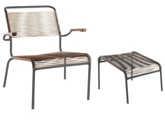 Schubiger M&ouml;bel Spaghetti-Lounger + Hocker S&auml;ntis mit Armlehnen