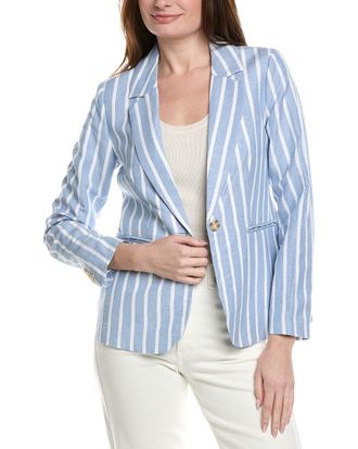 T Tahari Stripe Linen-Blend Blazer