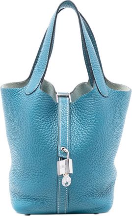 Herm&egrave;s Pre-owned Womens Clemence Picotin Lock 18 - Marine Leather - One Size