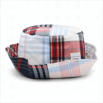 Thom Browne Patchwork Bucket Hat With Varied Plaid Patterns