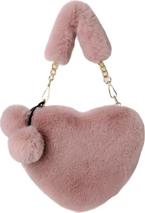 Generic Womens Plush Bags Plush Handbag Heart Shaped Shoulder Crossbody Bag Autumn Winter Versatile Coin Purse Soft(Color 02)
