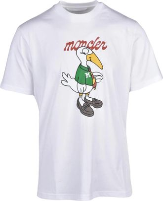 Moncler T-shirt - Heren - T-shirts - Wit - M - Katoen - Tops