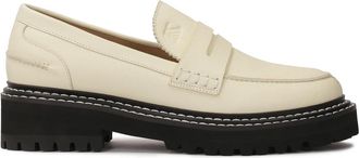 Kazar Leren halfschoenen op een contrasterende zool - Dames - Loafers - Beige - 36 EU - Leer - Schoenen