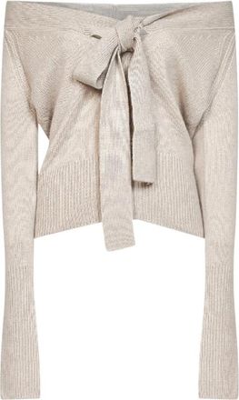 Ermanno Scervino Ribbed V-neck Cashmere Cardigan - Dames - Longsleeves - Beige - M - Kasjmier - Tops