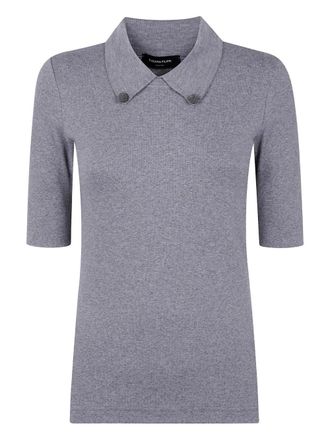 Fabiana Filippi Short Sleeve T-Shirt With Knit Collar And Pins