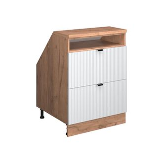 Vicco Armario De Cocina Para Techo Inclinado R-line, Ondulaci&oacute;n Blanca, 60 Cm Con 2 Cajones, Carcasa 60 Cm De Profundidad, Vicco