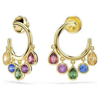 Swarovski Imber Hoop Earrings Mixed Cuts, Multicolored, 18K Gold Finish