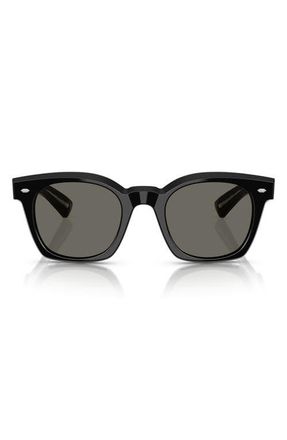 Oliver Peoples Merceaux 50mm Rectangular Sunglasses in Black /Carbon Grey at Nordstrom