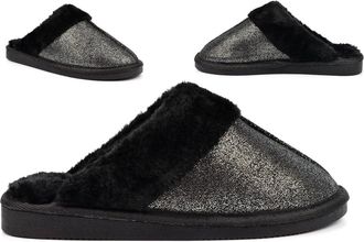 Generic Womens Fur Lined Slippers Size 4 Womens Faux Fur Slippers Size 3 Ladies Slip On Slipper Ladies Mule Slipper Slip On Sizes 3-8 Black 4 UK