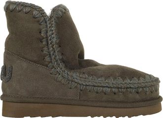 Mou Zwarte Enkellaarsjes - Dames - Winterlaarzen - Groen - 38 EU - Leer - Schoenen
