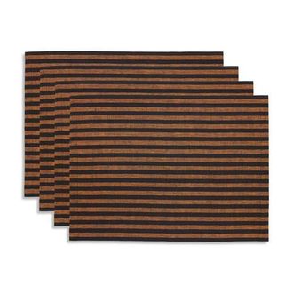 Solino Home Linen Placemats - Amalfi Stripe, 14 x 19 in Pumpkin And Black at Nordstrom, Size Medium